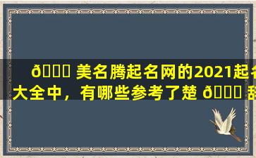 🐈 美名腾起名网的2021起名大全中，有哪些参考了楚 🐘 辞，以及如何运用这些方法起好名字